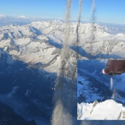 Versträung der Asche (Mitte) aus 4500m